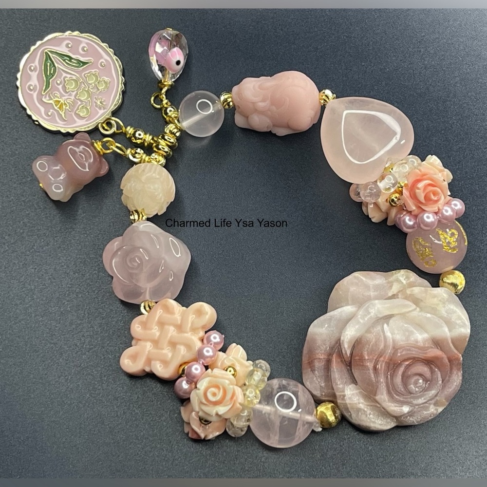 Pink Jade, Rose Quartz, Mystic Knot, Lotus, Agate, Piyao, Mantra Bead